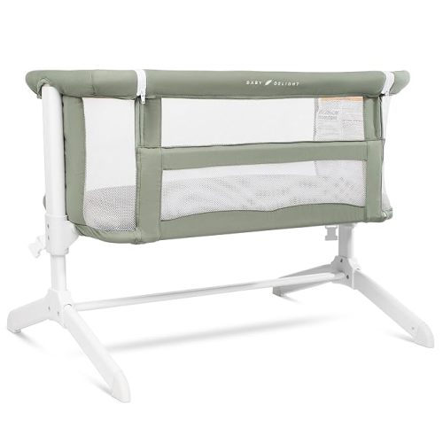 Baby Delight Beside Me Serenity Bassinet | Lightweight Bedside Sleeper & Baby Bassinet | 7-Position Height Adjustment | 100% GOTS Certified Organic Cotton Fabric | Organic Sage