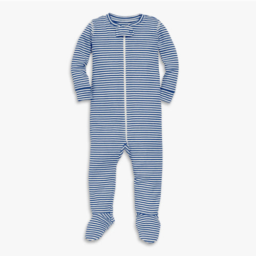Baby organic zip footie in mini stripe