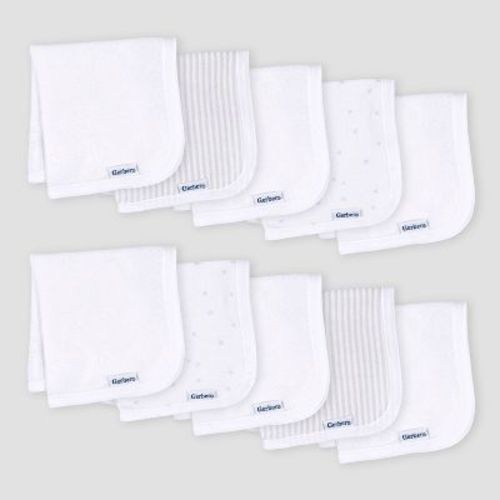 Gerber Baby 10pk Knit Washcloth - White