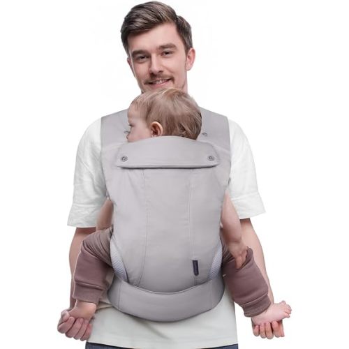 mommore Baby Carrier Newborn to Toddler, Ergonomic Baby Infant Carrier with Lumbar Support, Comfort with Adjustable Head Support, Easy to Put On, with Storage Bag