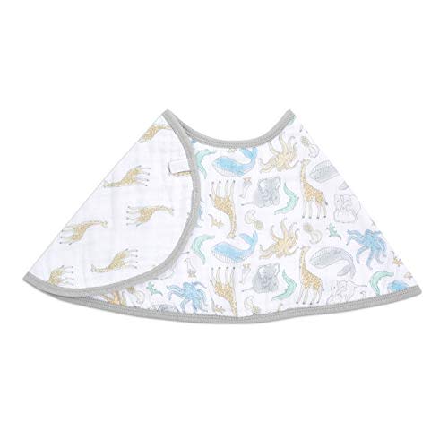 aden + anais Essentials Burpy Bib, 100% Cotton Muslin, Soft Absorbent 4 Layers, Multi-Use Burp Cloth and Bib, 22.5" X 11", Single, Natural History-Species