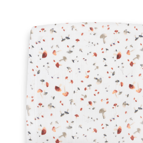 Cotton Muslin Crib Sheet - Mushrooms