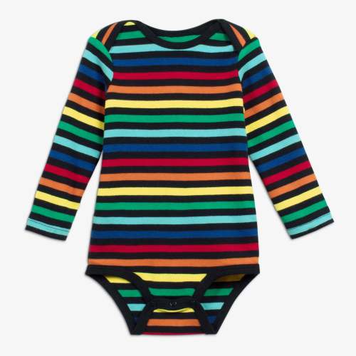 Clearance babysuit in rainbow stripe - Rainbow navy / 3-6