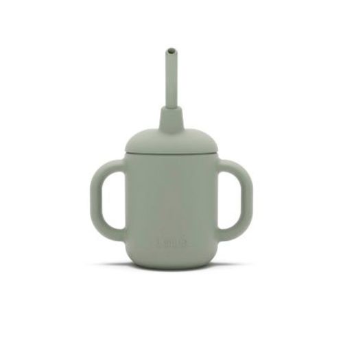 Lalo 4oz 3-in-1 Silicone Training Cup with Straw - Blueberry