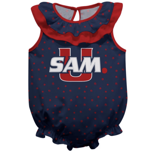 Vive La Fete Samford University Bulldogs Baby NAVY Ruffle Romper