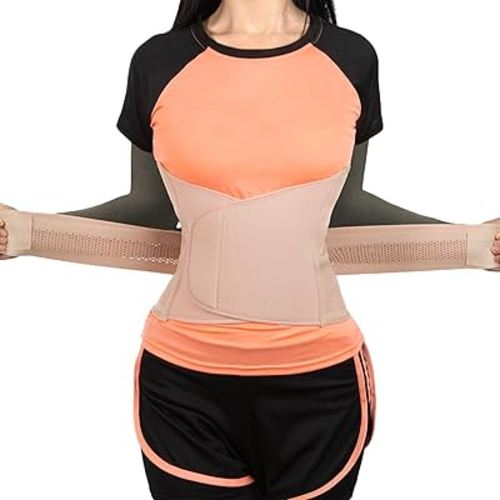 Shrink Smart Postpartum Belt - Belly Support Recovery Wrap, Postpartum Belly Band Girdles, Body & Waist Shapewear (Beige, Small/Medium)