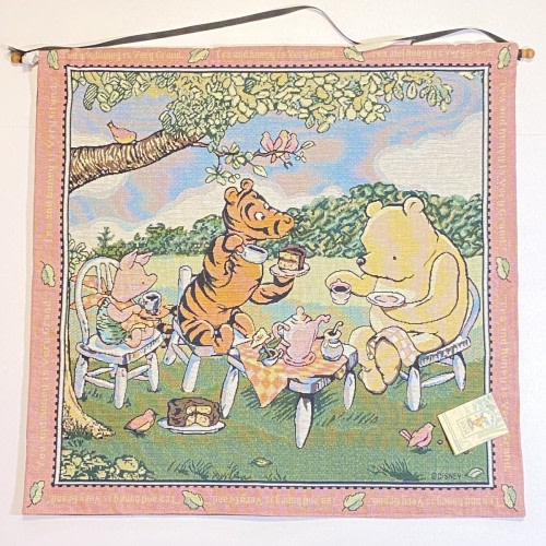 Classic Pooh Disney Pooh & Friends Tea Party Rug Tapestry Crown Crafts W/ Tags