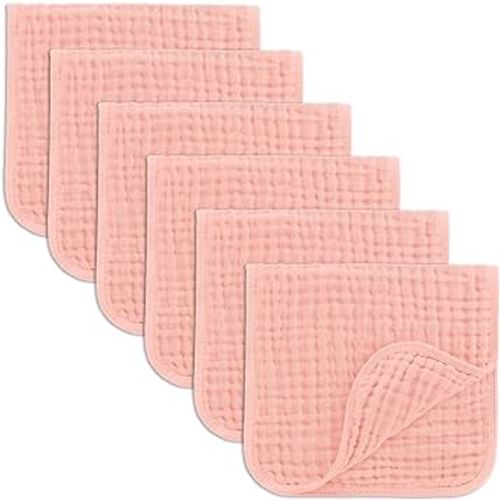Comfy Cubs Muslin Burp Cloths Set Large 100% Cotton Hand Washcloths for Babies, Baby Essentials 6 Layers Extra Absorbent and Soft Boys & Girls Baby Bibs & Burp Cloths Set (Lace, 6-Pack, 20" X10")
