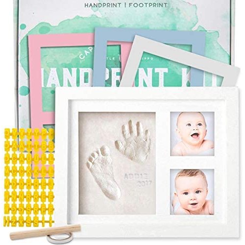 Baby Handprint Kit |NO MOLD| Baby Picture Frame, Baby Footprint kit, Perfect for Baby Boy gifts,Top Baby Girl Gifts, Baby Shower Gifts, Newborn Baby Keepsake Frames - Standard - White