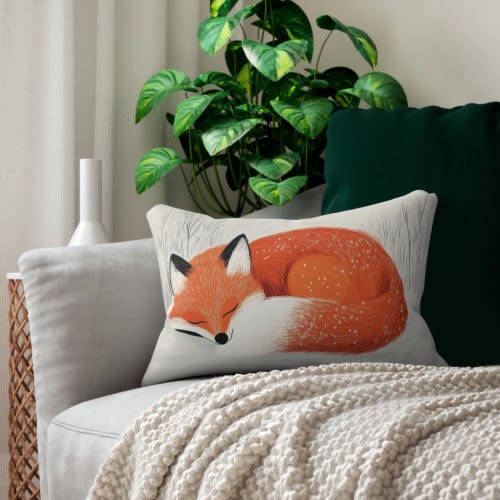 Winter Fox Throw Pillow: Scandinavian Style Nordic Decor