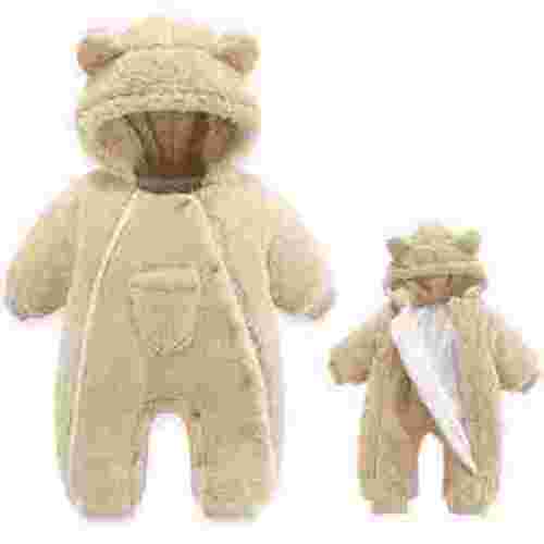 Gunia Girls Boys Fleece Jumpsuit Romper Thick Romper Hooded Coat Warm Outwear Autumn Winter Unisex Baby Clothes Winter Coats