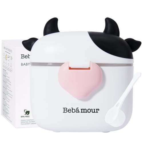 Bebamour Baby Formula Dispenser, BPA Free Portable Milk Powder and Candy Fruit Snack Storage Container with Scoop and Leveller for Travel, 450 ML,Black