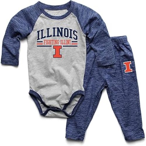 Wes and Willy Baby College Sports Fan Long Sleeve One Piece and Pant Set