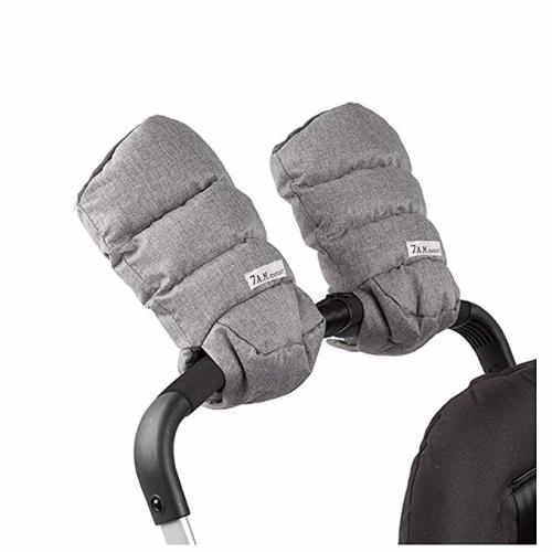 7AM Enfant Stroller Hand Warmers - Warmmuffs With Anti- freeze, Cold Weather, Water Repellent Warm Hand Gloves for Pushchair, Pram, and Stroller - Heather Grey