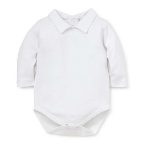 White Kissy Basics Long Sleeve Collar Bodysuit