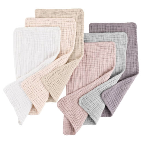 Konssy Muslin Baby Burp Cloths 6 Pack, Soft Absorbent 100% Cotton Burping Clothes for Newborns, Baby Boys and Girls, Unisex