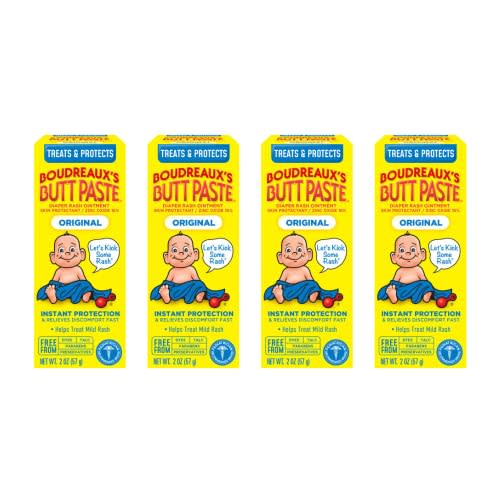 Boudreaux's Butt Paste Diaper Rash Ointment, Zinc Oxide, 2-Ounce Box (Pack of 4)