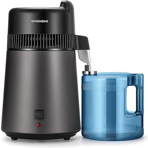 VIVOHOME Water Distiller Countertop 1.6 Gallon/6L 900W Distilled Water Machine with Smart Switch Purifier Filter for Home Office, Black