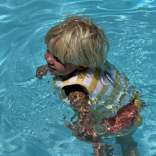 Kids Swim Vest: 2/3 - Sid The Seagull, Mustard Stripe - Sunnylife | Maisonette
