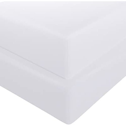 FLXXIE 2 Pack Microfiber Fitted Crib Sheets, Super Soft and Cozy Toddler Fitted Sheets for Standard Crib and Toddler Mattresses, 28x52, White