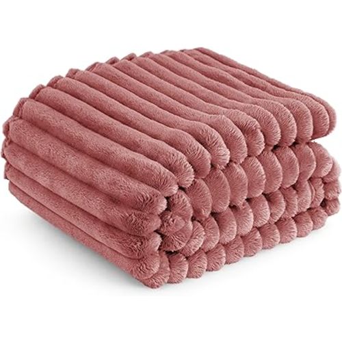Bedsure Brick Dust Fleece Throw Blanket for Couch - GentleSoft Cozy Soft Blankets for Women, Cute Small Throws for Girls, 50x60 Inches