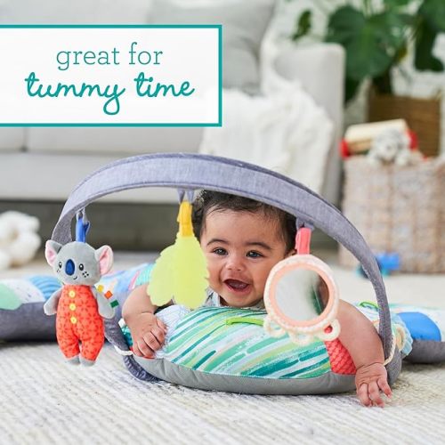 Infantino 3-in-1 Tummy Time & Seated Support & Mini Gym, Baby Floor Seat for Tummy Time & Early Sitting, Soft, Supportive, Engaging Toys, Koala
