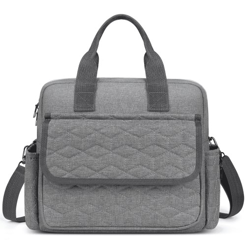 GPED Diaper Bag Tote, Large Capacity Baby Diaper Bag with 3 Insulated Pockets, Lightweight Travel Diaper Tote for Mom Dad, Double-Layer Work Bag for Breastfeeding Mom, Shoulder Mommy Bag(Gray)
