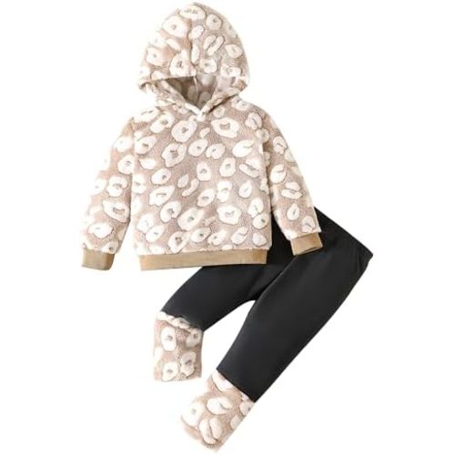 Jecson Toddler Baby Girl Clothes: Soft Fleece & Thermal Outfits Set Animal Pattern Hoodie & Pants Cute Winter Home Out 6M-4Y