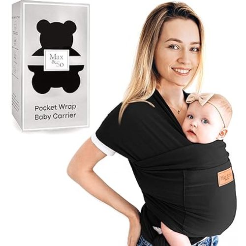 Baby Wrap Carrier – Baby Carrier Newborn to Toddler – Soft, Hands-Free & Stretchy – Cotton – Ergonomic, Breathable, Machine Washable – Newborn Baby Carrier – Adjustable Fit (8-35 lbs)