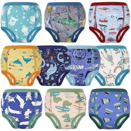 MooMoo Baby Potty Training Underwear Absorbent Toddler Training Pants for Boys and Girls 10 Packs Cotton Pee Pants 2T-9T