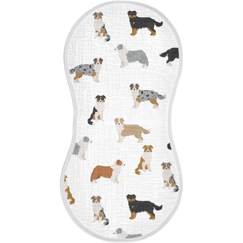 vvfelixl Burp Cloths Australian Shepherd Dog White for Baby Boy Girls Baby Washcloths Burp Rags 1 Pack