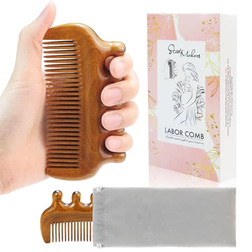 START MAKERS Birthing Comb for Labor Pain Relief, Natural Wooden Comb for Women Labor and Delivery Essentials Labor Comb With Cloth Bag and Box, Pregnancy Gifts for Expecting Mom, Christmas Gift