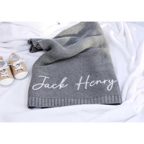 Personalized Baby Blanket, Soft Cotton Knit, Embroidered Name Blanket, Newborn Baby Gift, Baby Shower Keepsake, Custom Baby Blanket