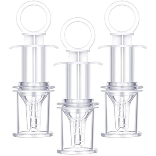 3 Pieces Baby Oral Feeding Syringe Baby Feeder Dispenser Syringe Dropper Feeder Infant Feeding Utensils with Nipple Pacifier for Feeding Medicine Water Juice Suitable for Infants Newborns (White)