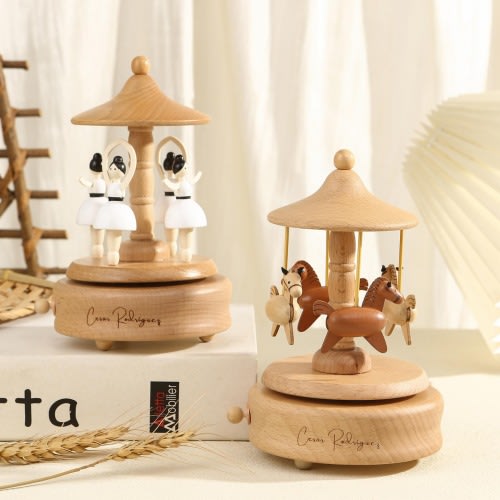 Personalized Music Box -Wooden Ballet Carousel Music Box -Children Carved Music Box -Baby Shower Gift -Baby Toy Memorial Gift-Christmas Gift