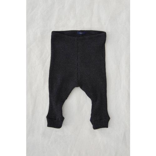 Wool Cotton Rib Leggings - Charcoal
