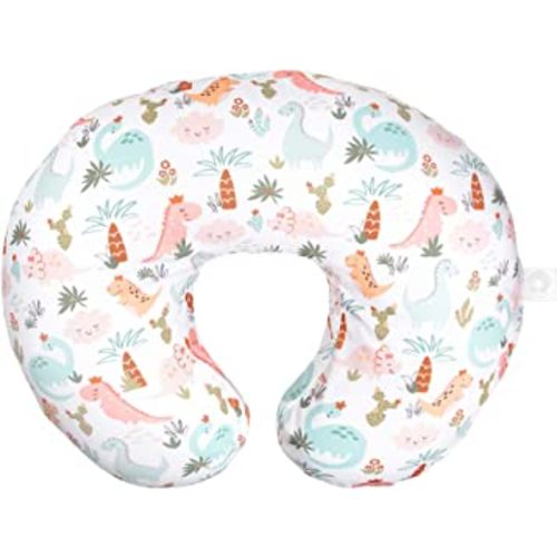 Boppy Nursing Pillow Original Support, Pink Blush Baby Dinosaurs, Ergonomic Nursing Essentials for Bottle and Breastfeeding, Firm Fiber Fill, with Removable Nursing Pillow Cover, Machine Washable