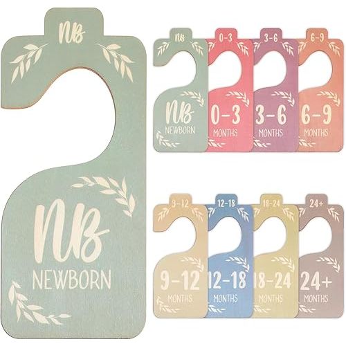 8Pcs Baby Closet Dividers, Baby Wardrobe Divider For Clothing Organizer, Cute Wooden Baby Hangers Double-Sided Baby Clothes Dividers For Closet For Nursery Decor From Newborn to 24 Months