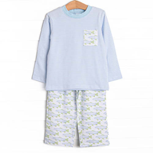 Clear Lake Catch Knit Pant Set, Blue – Stitchy Fish