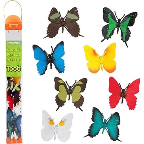 Safari Ltd. Butterflies TOOB - Figurines of Red Glider, Swallowtail, Orange & White Sulphur, Evenus Regalis, Papilio Garleppi & More - Educational Toy Figures For Boys, Girls & Kids Ages 3+