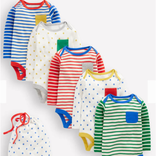 Striped 5 Pack Bodies-Multi Stripes/Stars | Boden USA