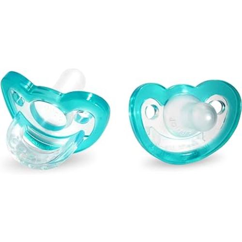 RaZbaby JollyPop Newborn Pacifier 0-3 Months - Soft, BPA-Free Silicone, USA-Made, Durable One-Piece, Dishwasher Safe, Sterilizable - Teal, Pack of 2