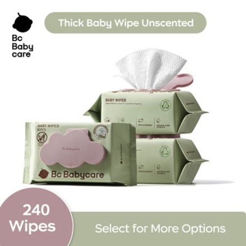 Bc Babycare Cloud Moist Baby Wipes, Thickest & XL, Ultra-Hydrating, Unscented, Hypoallergenic for Sensitive Skin, 3 Packs, 240 Total Count (Select for More Options)
