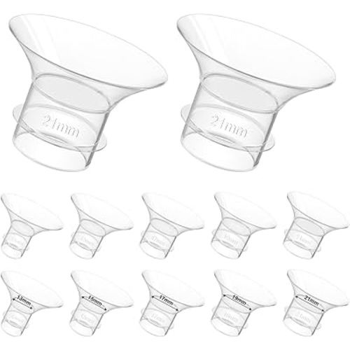 Accevo Flange Inserts 13/15/17/19/21mm 10PCS, for 24mm Flange/Shield of Most Pumps, BPA Free Inserts, Compatible with Momcozy/Spectra/Medela/Elvie/Willow/Bellaaby/TSRETE Breast Pumps