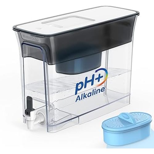 Waterdrop Slim Alkaline Water Filter Dispenser, Large 35-Cup, Up to PH 9.5, Healthy, Clean & Toxin-Free Mineralized Alkaline Water, 100-Gallon, BPA Free, Black (1 Filter Included)