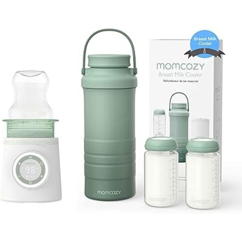 Momcozy 22oz Portable Breast Milk Cooler for Outdoor & Momcozy Portable Bottle Warmer for Travel