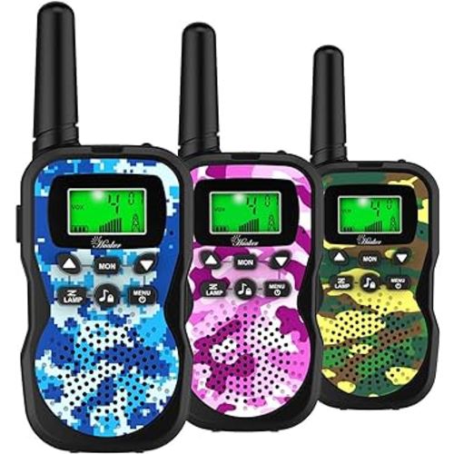 Kids Walkie Talkies,3 Pack 22 Channels 2 Way Radio Toy with Flashlight and LCD Screen,3 Miles Range Walkie Talkies for Kids Outside Adventures, Camping, Hiking