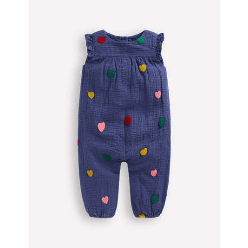 Ruffle Sleeve Romper-Navy Hearts | Boden USA