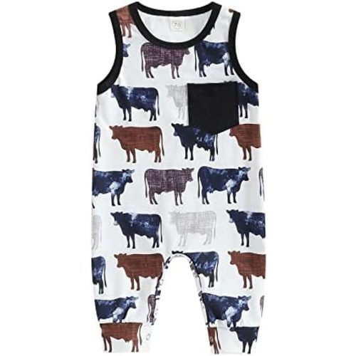 Newborn Toddler Baby Girl Boy Sleeveless Cartoon Romper Bodysuit Jumpsuit Animal One Piece Outfit Summer Clothes