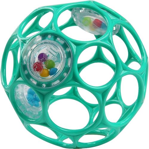 Bright Starts Oball Rattle Easy Grasp Toy, Ages Newborn +, Teal, 4 Inch